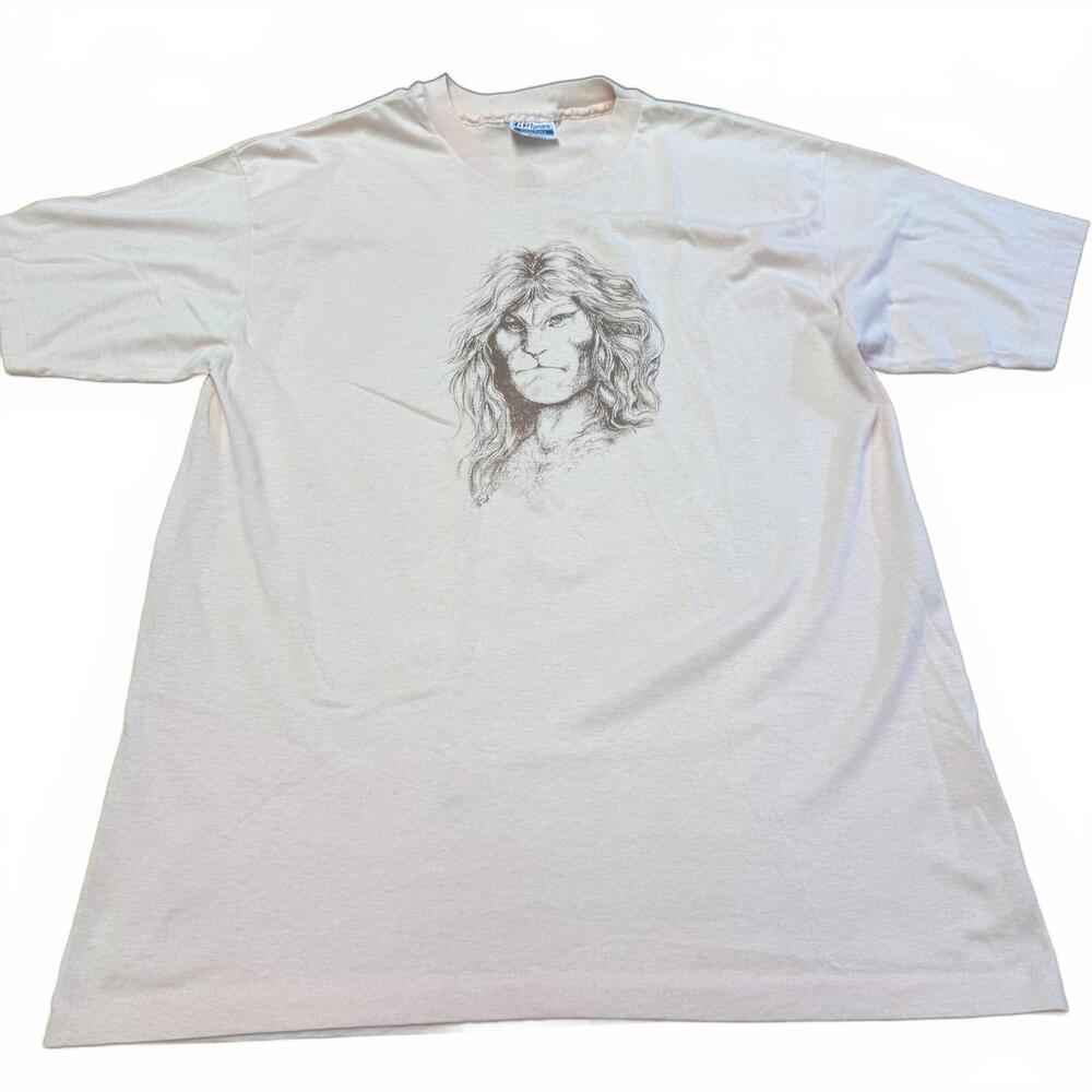 Vintage 1979 Lion Portrait Single Stitch Hanes Fifty Fifty XL USA Tee Graphic Ar